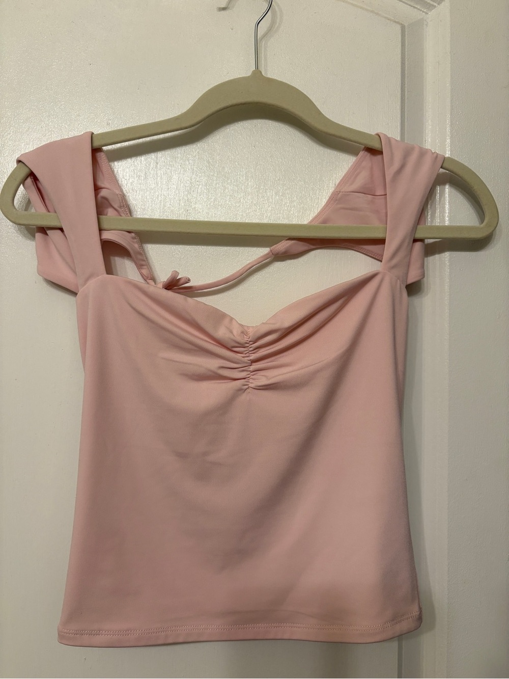 Garage Light Pink Ruched Front Crop Tank